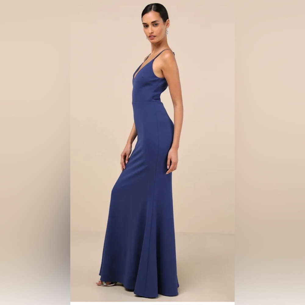 Lulus NWT Infinite Glory Royal Blue Maxi Dress Gown Mermaid Hem Lined Small - Picture 3 of 12